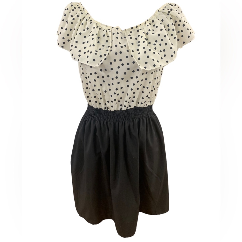 Womens black & white polka dot FancyQube minidress